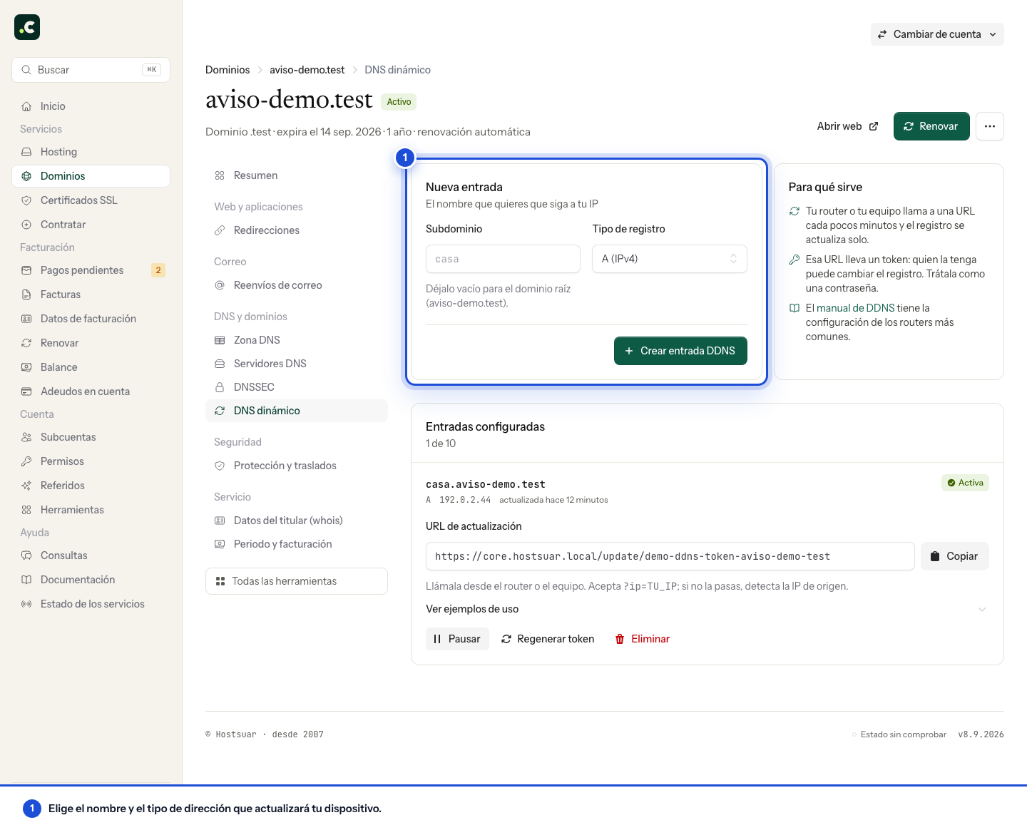 Acceso a DNS dinámico