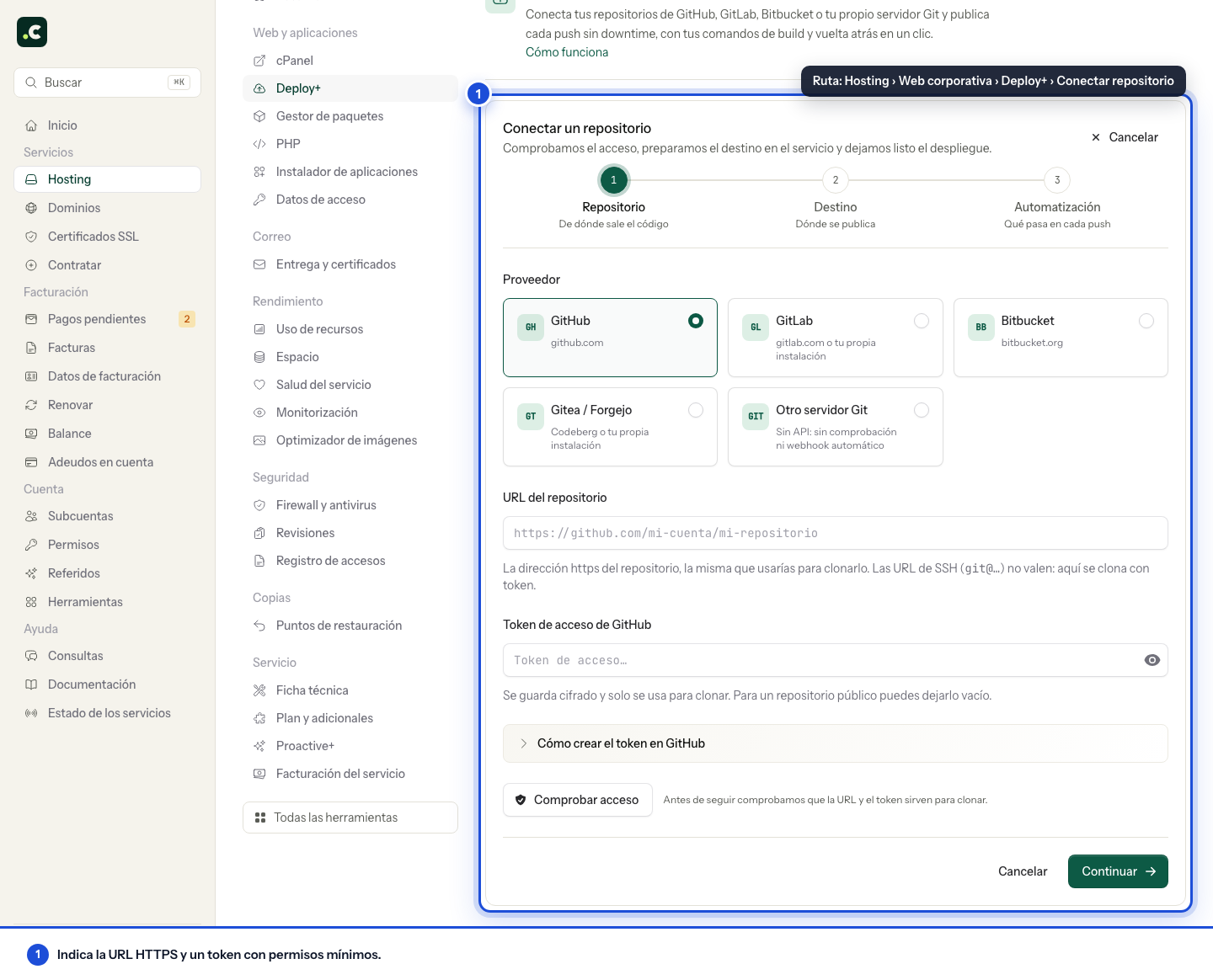 Conectar un repositorio a Deploy+
