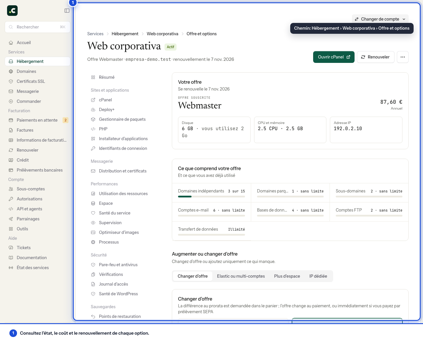 Services supplémentaires associés à l'hébergement