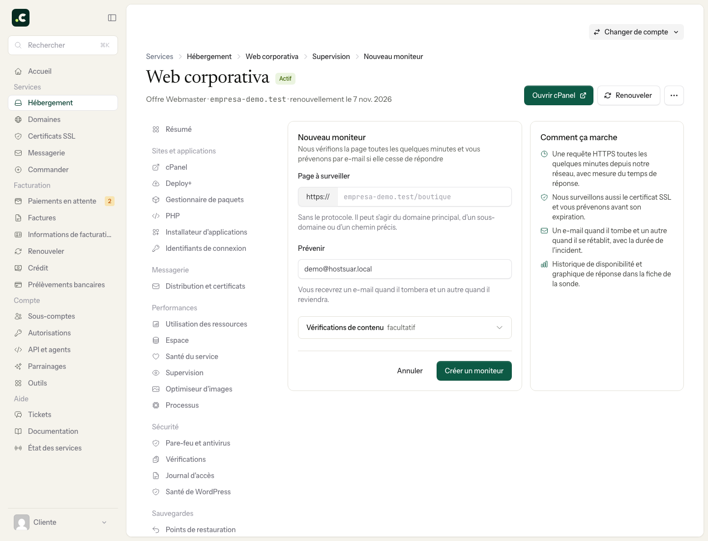 Formulaire d'un nouveau moniteur