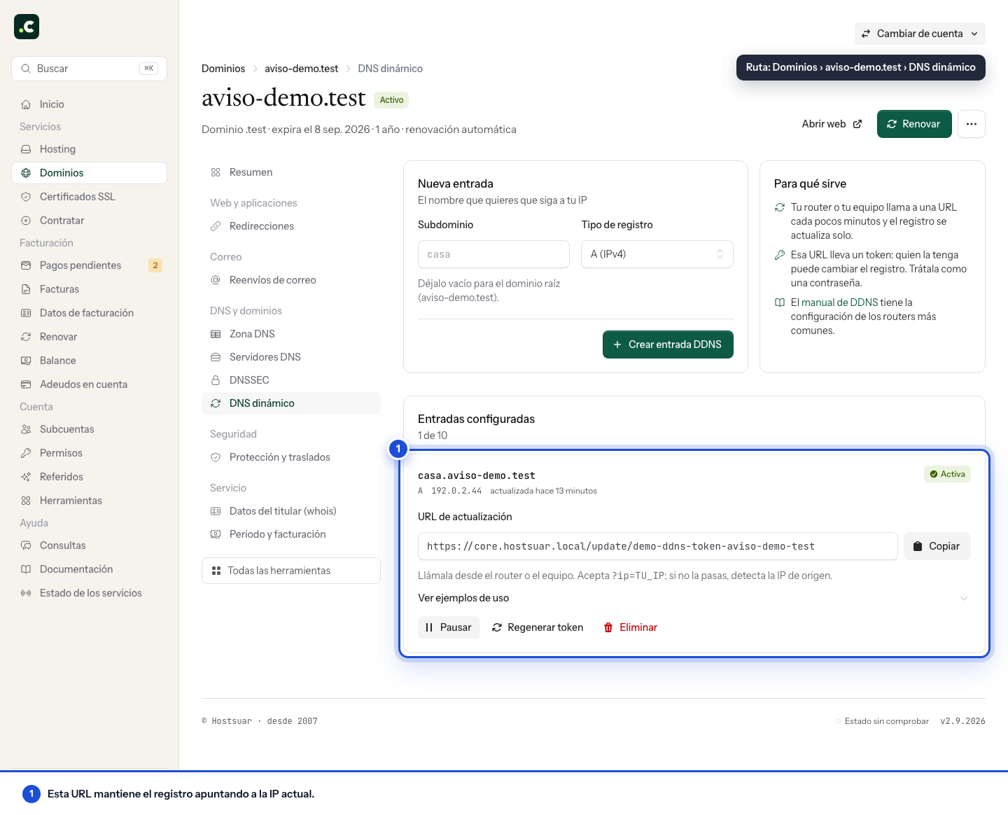 Acceso a DNS dinámico