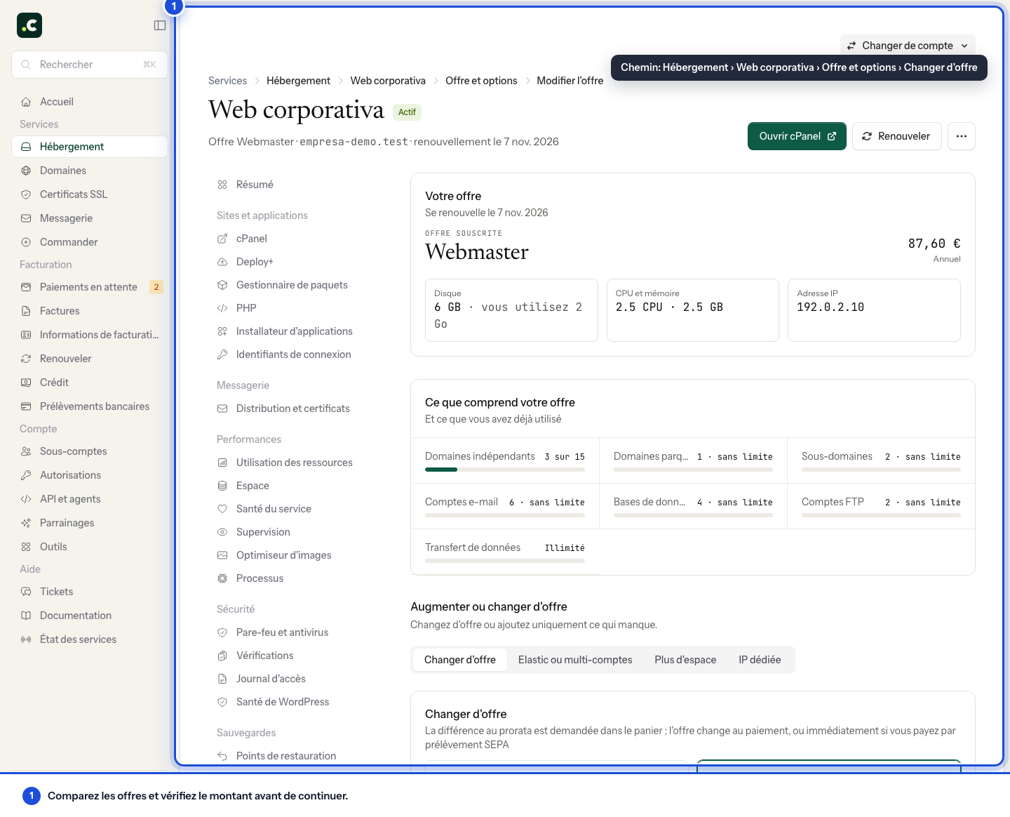 Comparer et changer l'offre d'hébergement