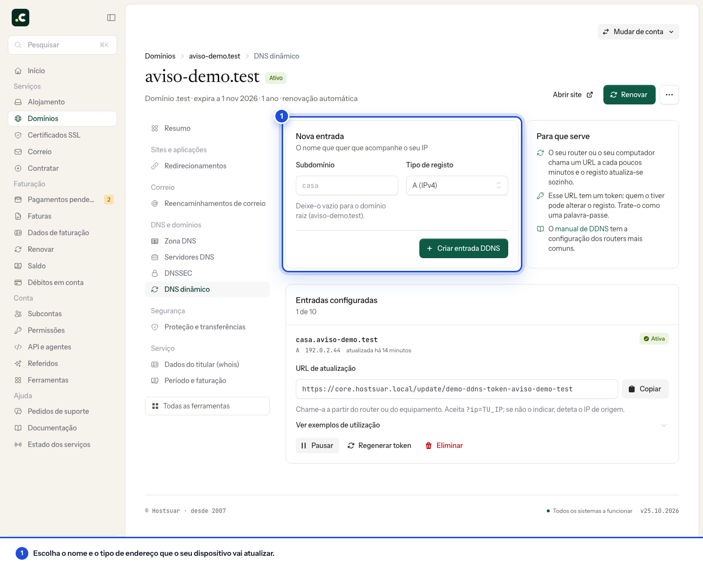 Acesso ao DNS dinâmico